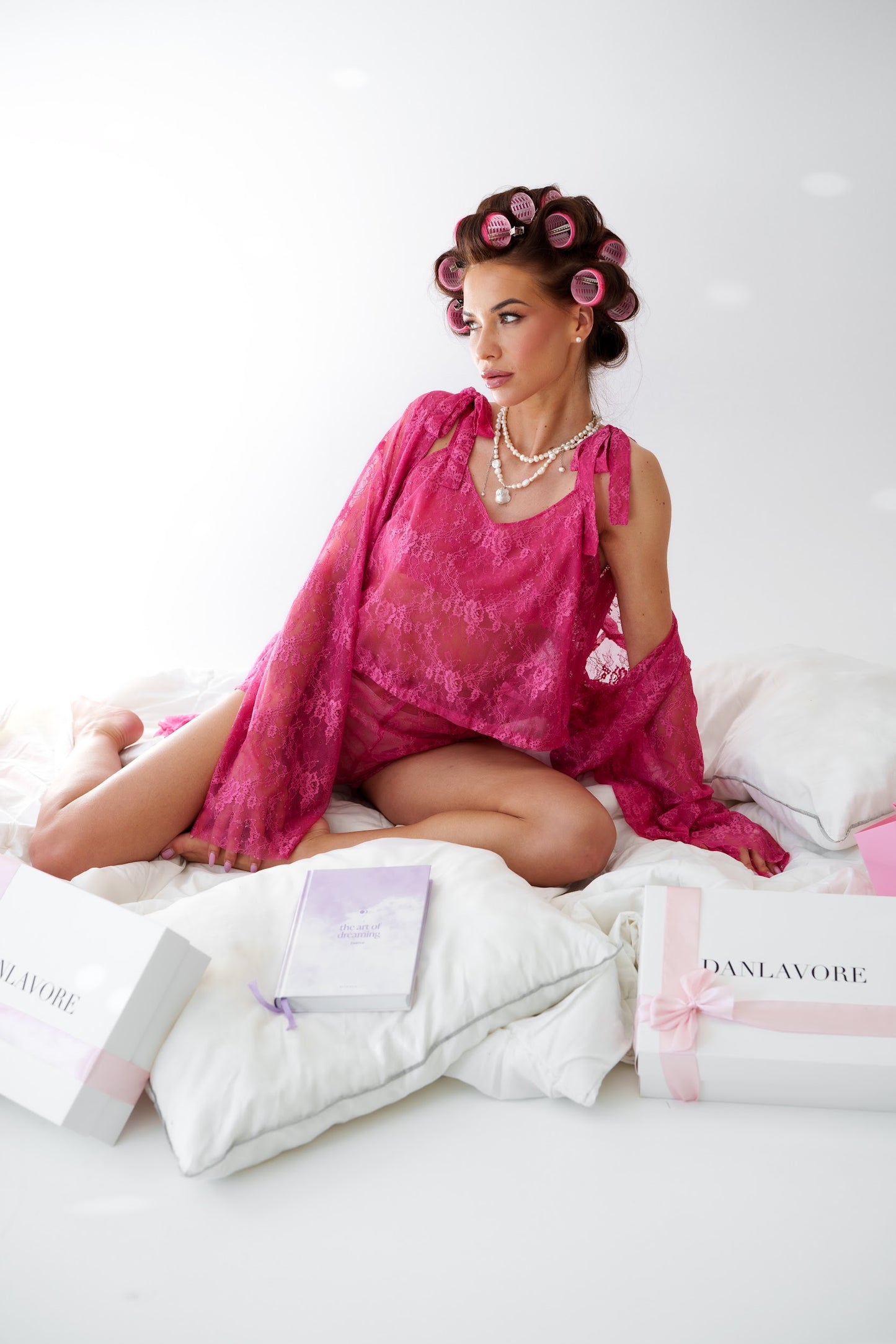 Burgundy lace pyjama set