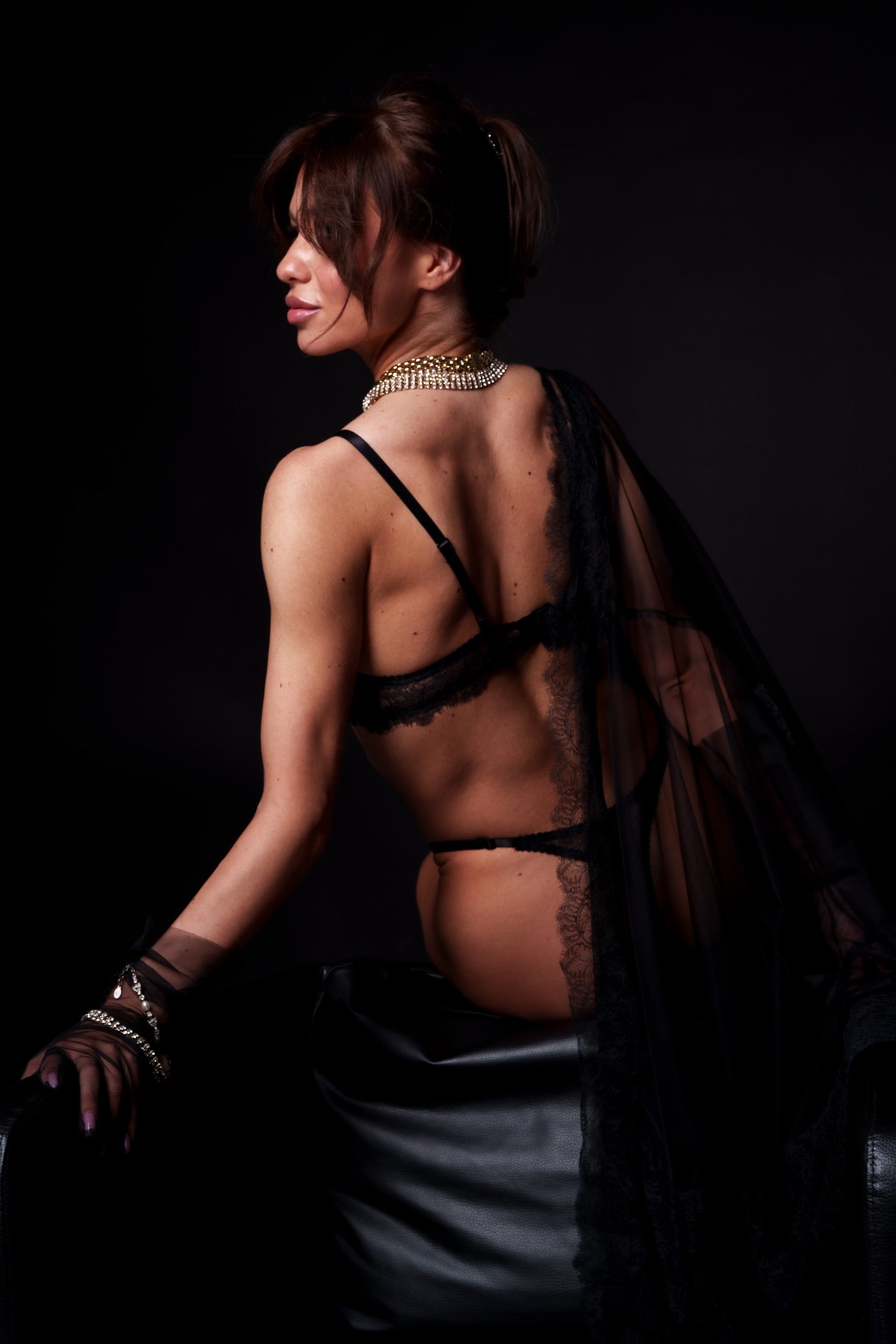 Royal Black lace lingerie set