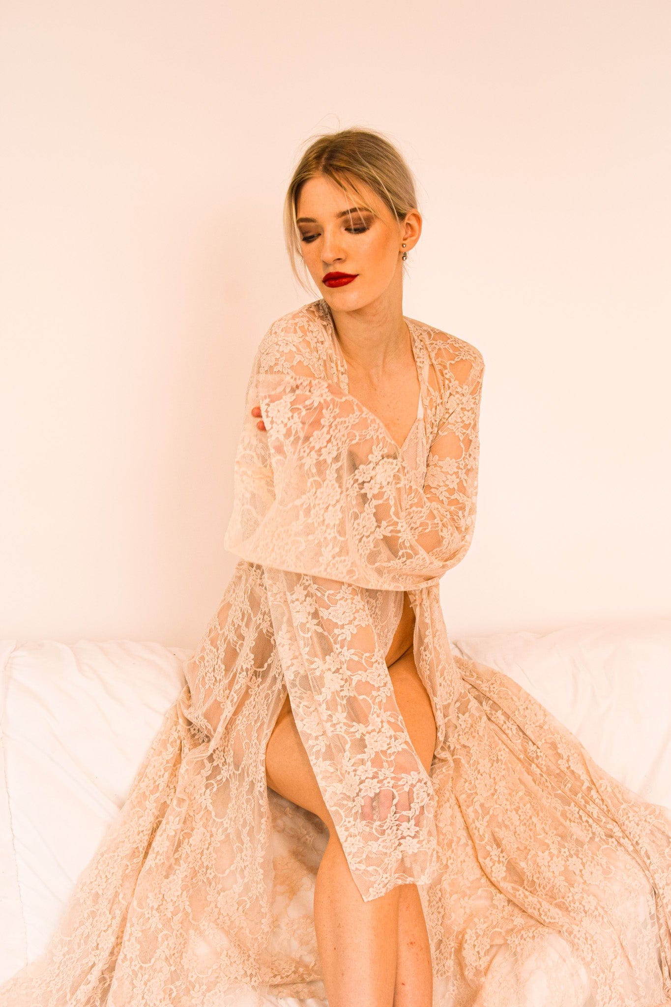 Baby pink lace gown